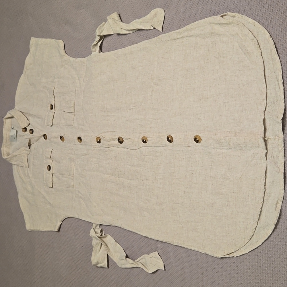 🌟 KAFFE Gorgeous unique belted shirt dress in linen color US 6 Euro 38 - Picture 3 of 13
